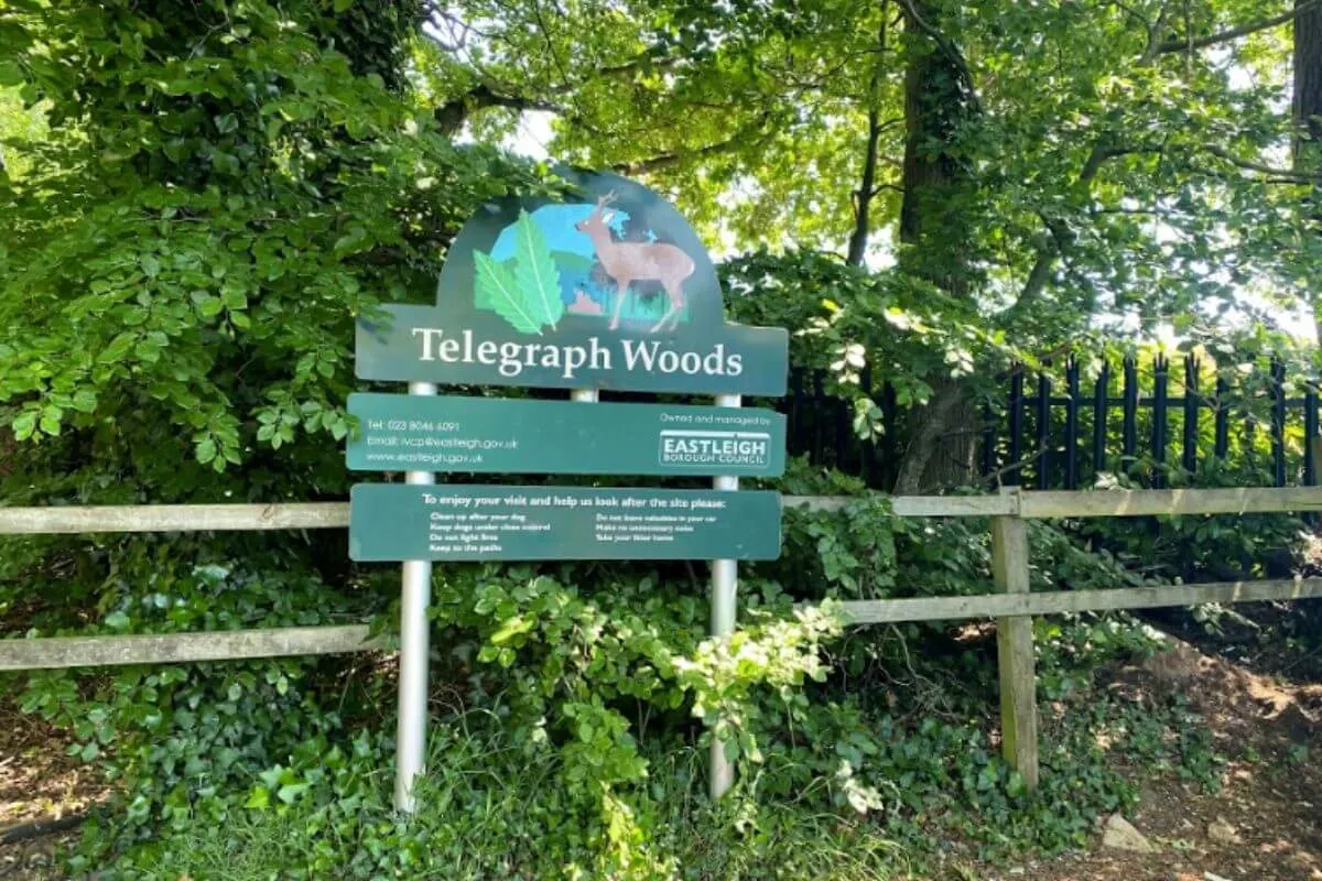 Telegraph Woods sign