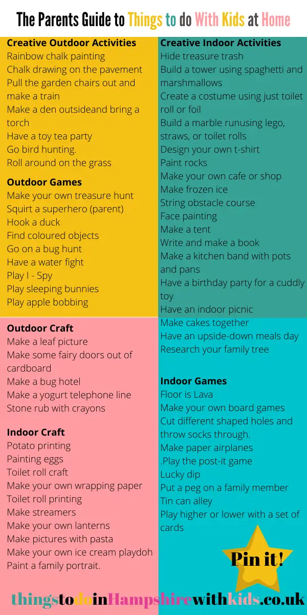 Stuck at home? Then use our huge list here of things to do with the kids at home that will keep you busy for at least two weeks by Laura at Things To In Hampshire With Kids