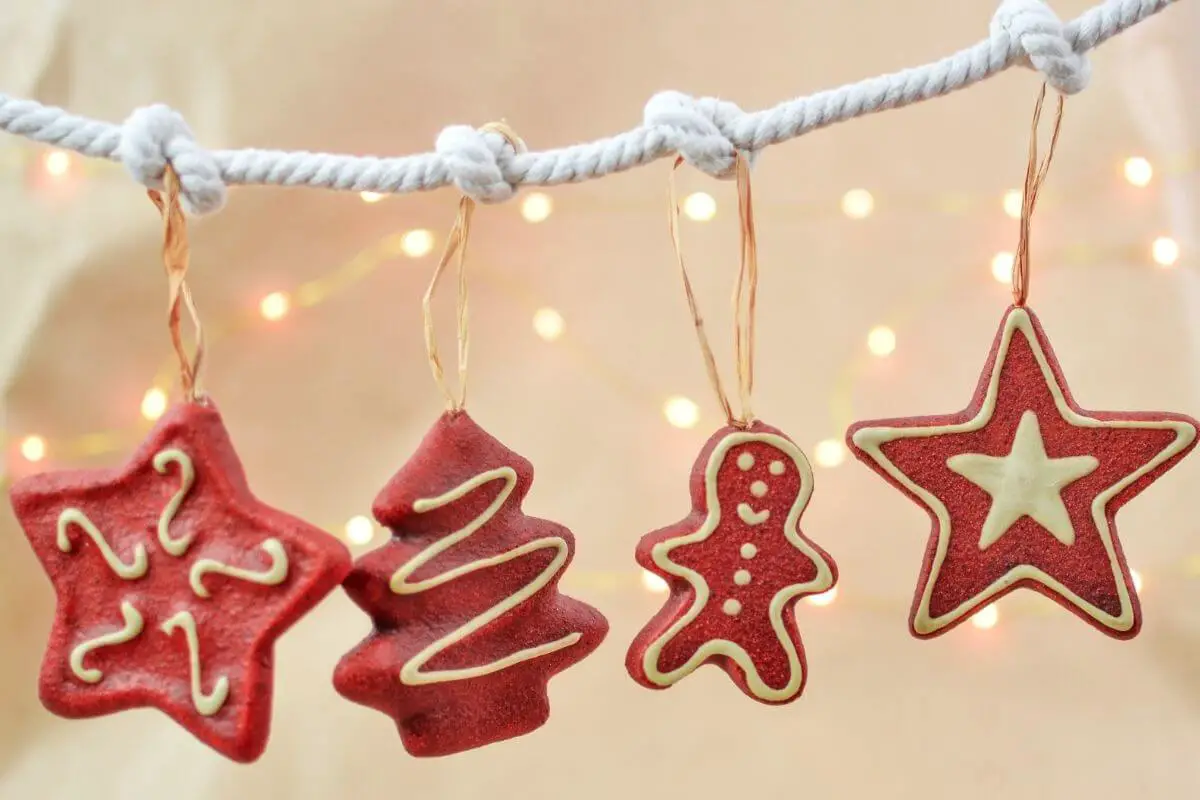 Hanging decorated red ginger bread men